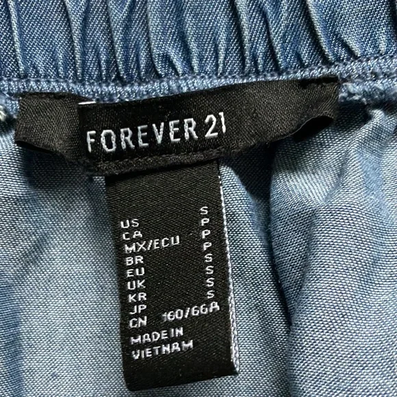 Forever 21 Strapless Chambray Wide Leg Strapless Jumpsuit Size S - Picture 7 of 7